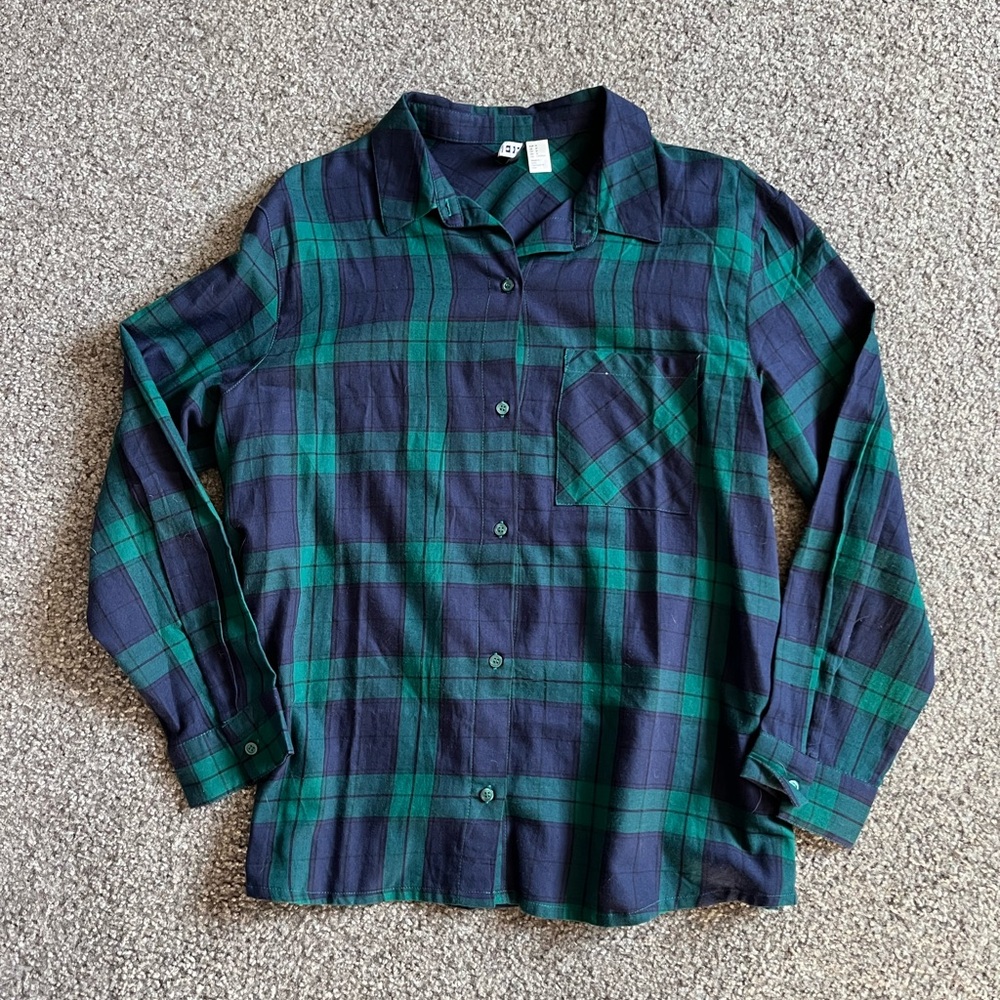 H&M “divided” flannel - navy blue and forest green
